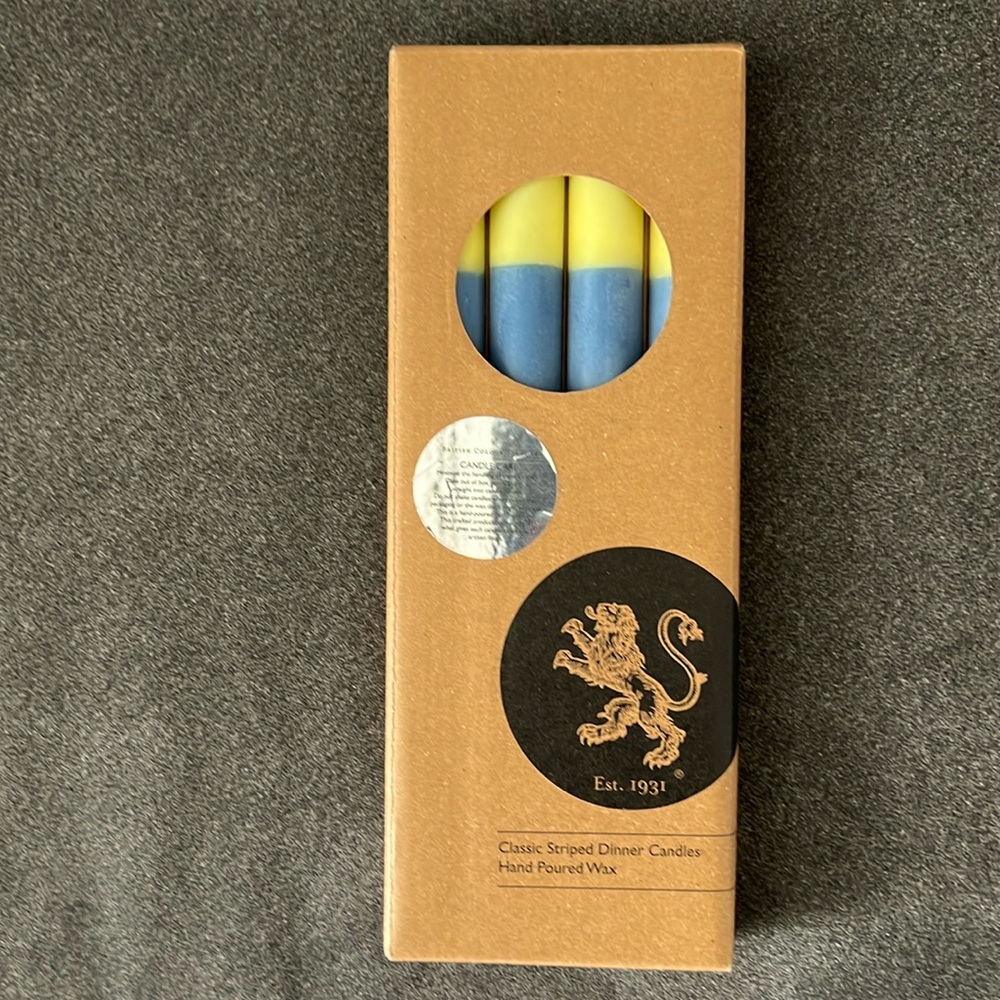 British Colour Standard Hand Poured Taper Candles Box of 4 New in Box